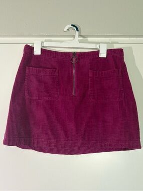 Wild Fable Magenta Retro Corduroy Mini Skirt w/ Pockets + Zipper Detail